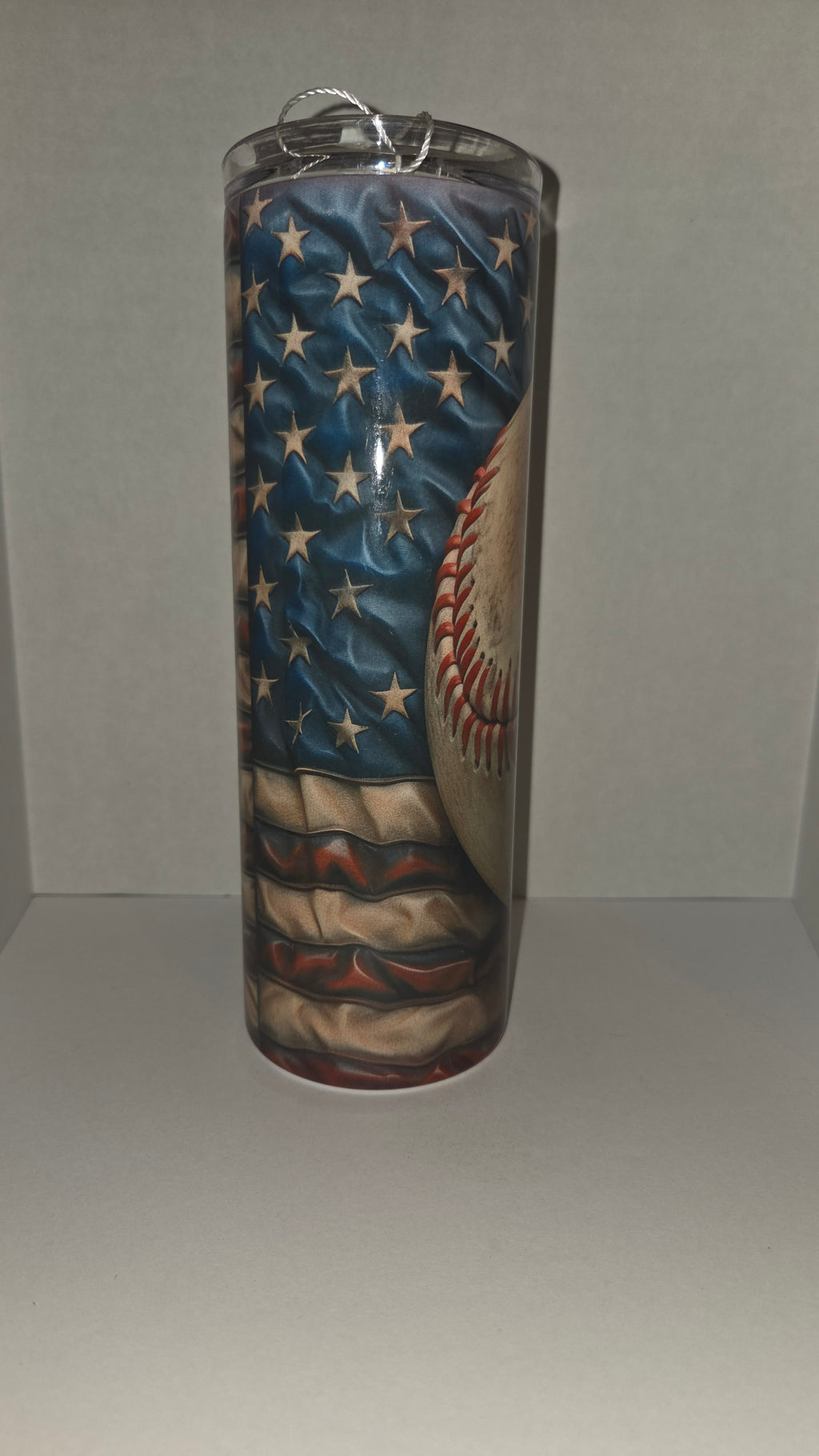 Rustic baseball and American Flag