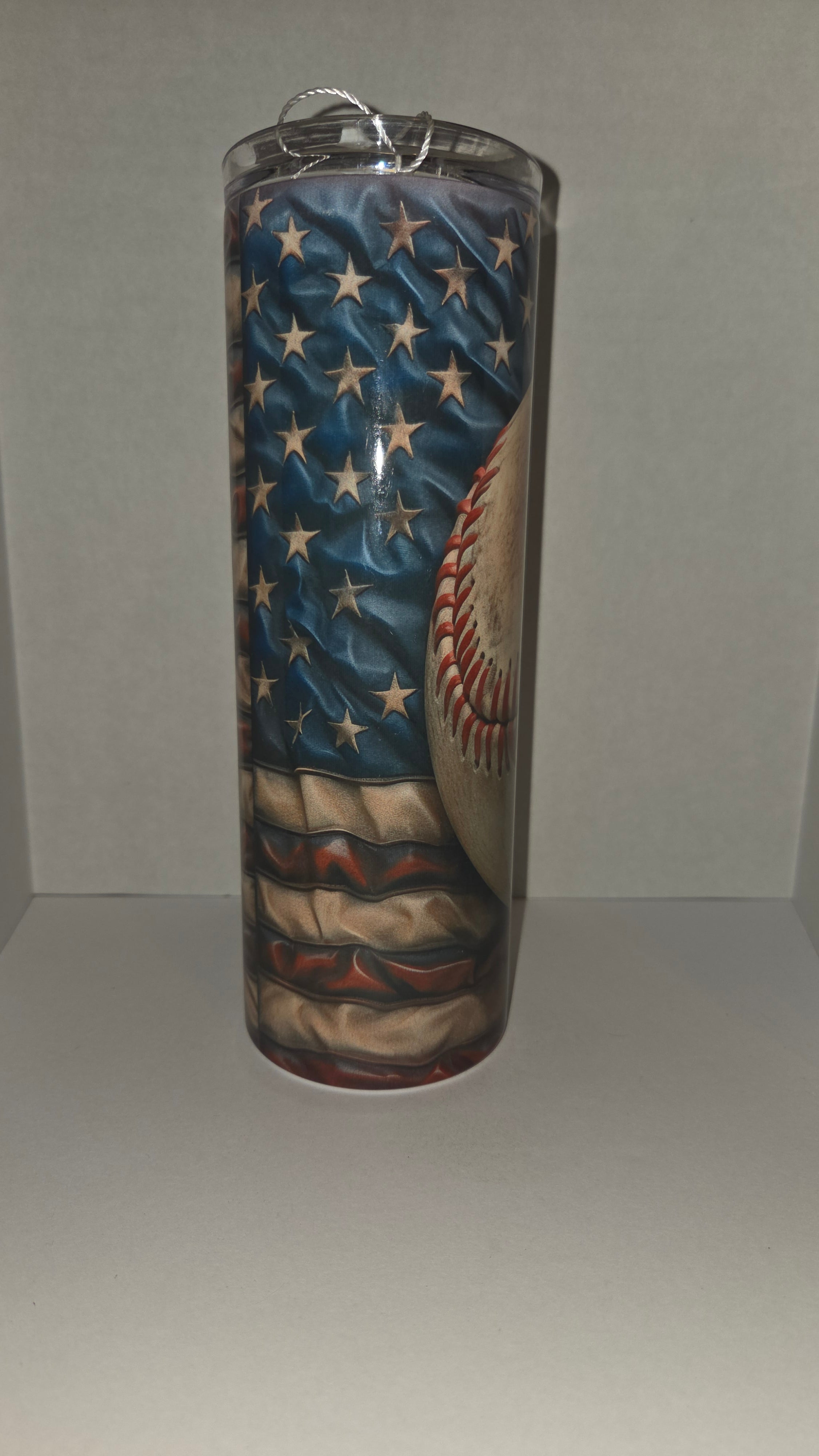 Rustic baseball and American Flag