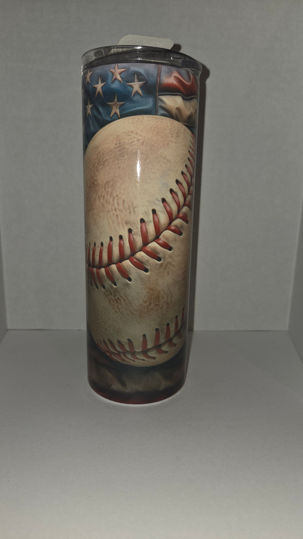 Rustic baseball and American Flag