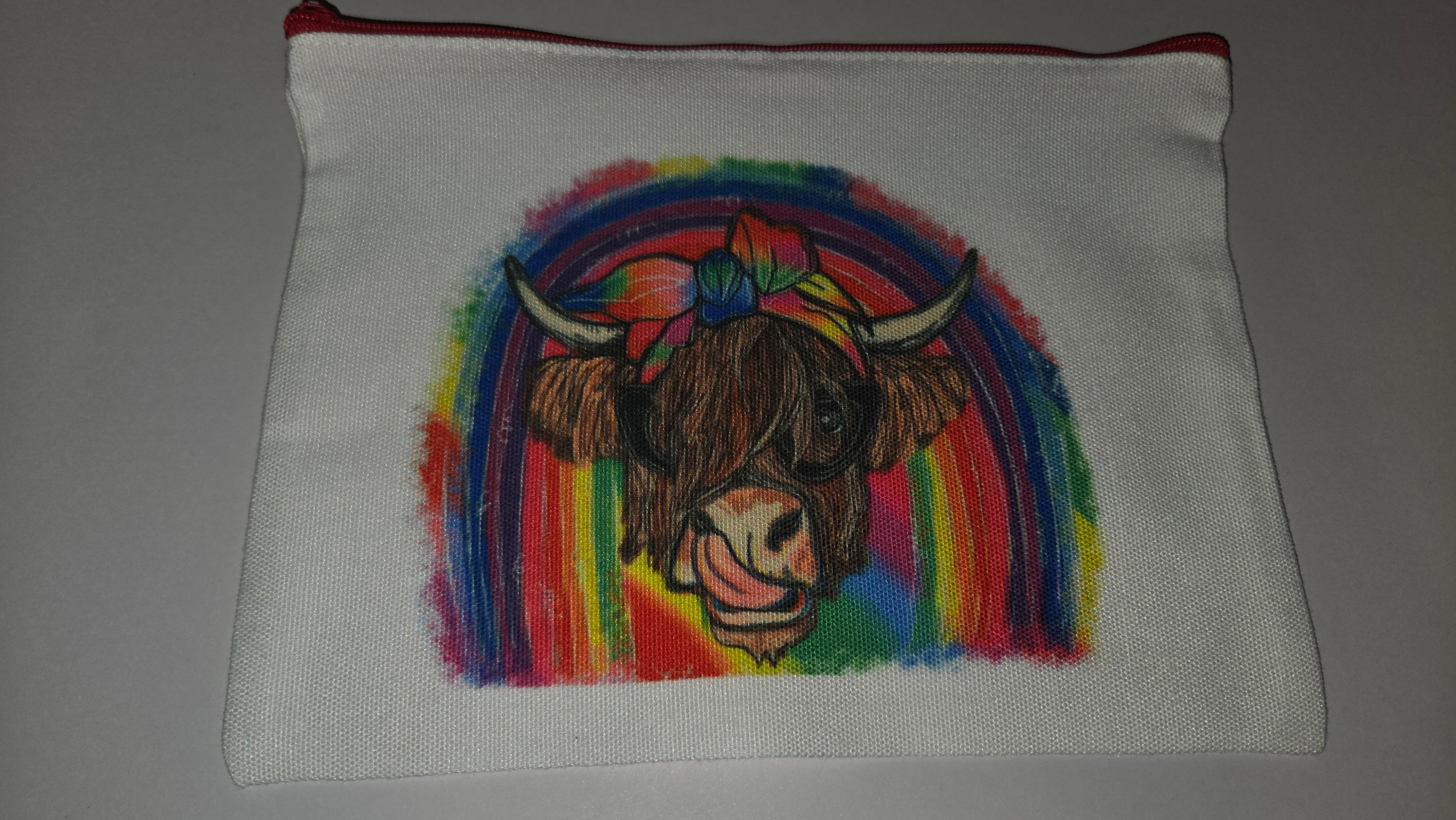 Large Canvas Bag- Rainbow Highland Cow